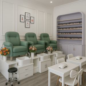 Tủ trưng bày nail nhỏ gọn, sang trọng – Giải pháp tối ưu cho tiệm làm đẹp